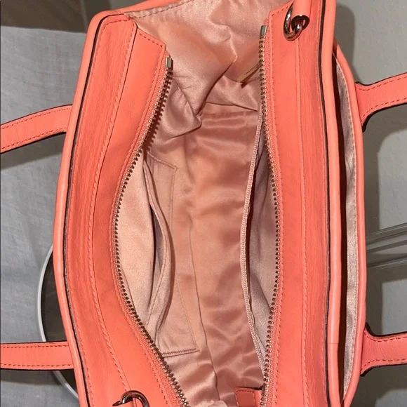 Coach Beige Signature Tote with Coral Trim - Picture 7 of 7